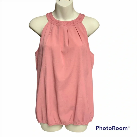 Loft pink halter top with pretty neckline.  Size small no stretch - Picture 1 of 10